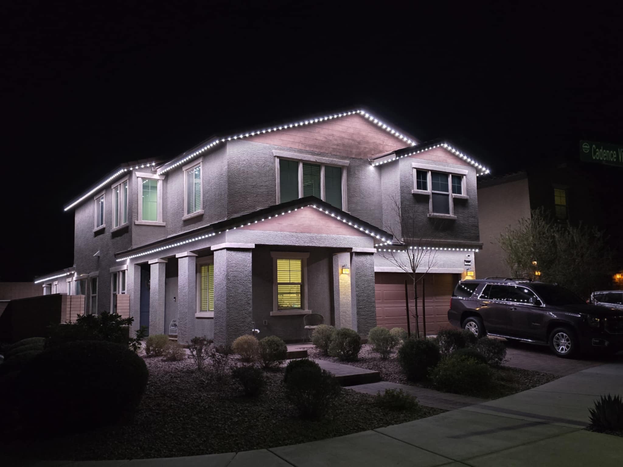 Residential permanent lighting installed on Bellevue home