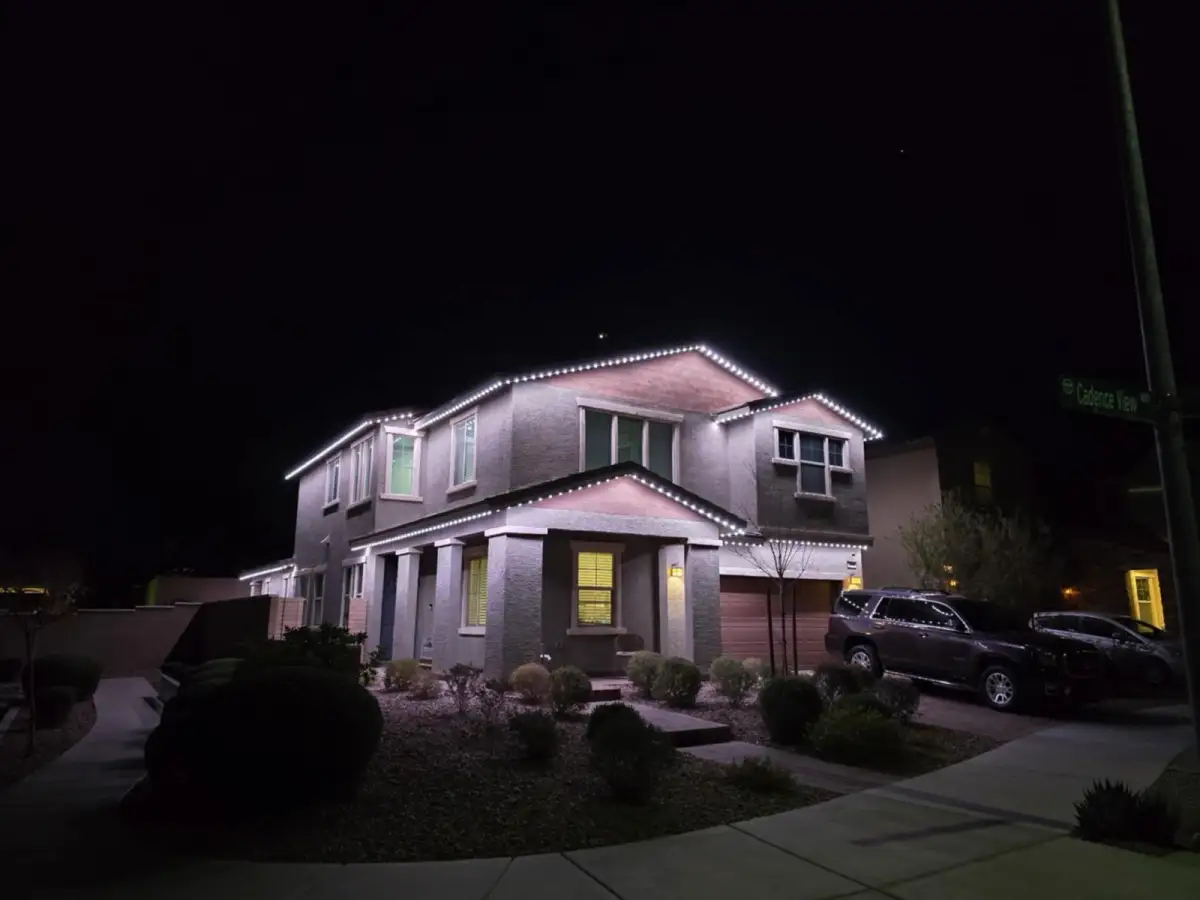 Permanent LED lighting on Omaha home roofline